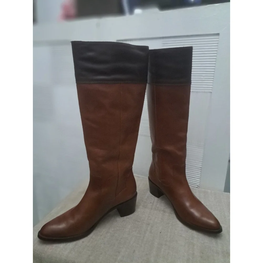 DVF Diane Von Furstenberg Boots Size 6 Brown‎ Black Knee High Equestrian